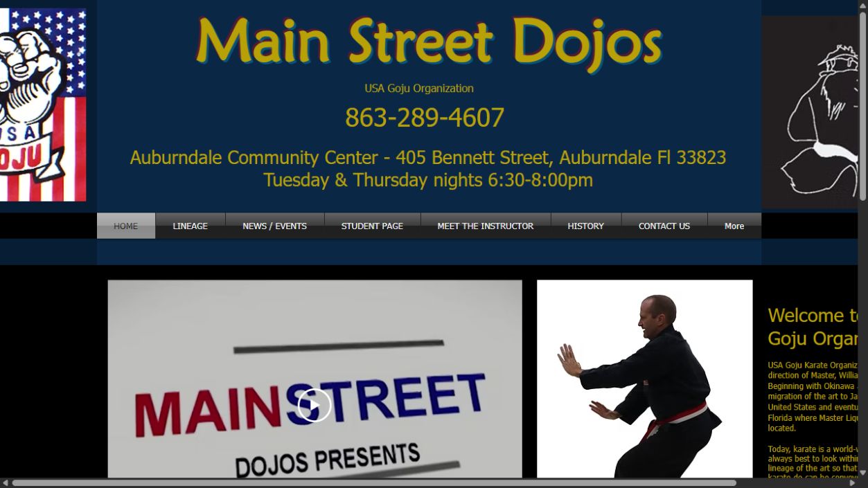 Main Street Dojos website homepage